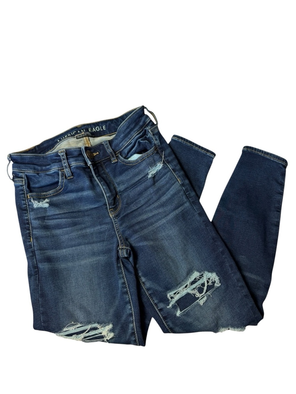 American Eagle Outfitters Navy Blue Ripped Skinny Jeans